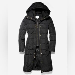 Cole Haan signature box quilt down puffer navy blue